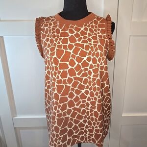 Ann Taylor Factory Orange and White Giraffe Print Top